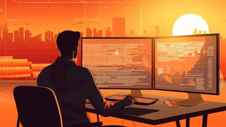 Data engineer reviewing roadmap for interview preparation on a computer.