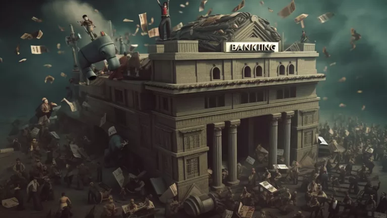 image of bank overrun by chaos