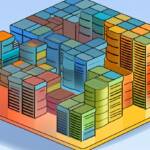 a series of stacks of colored cubes representing a database