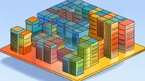 a series of stacks of colored cubes representing a database