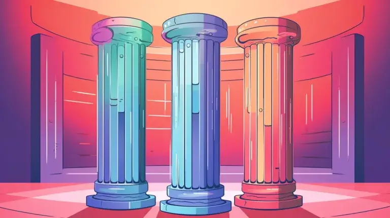 three colorful pillars