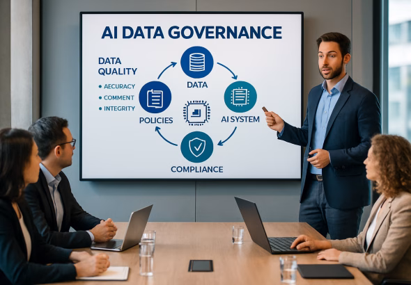 a presentation of a digitized diagram of ai data governance